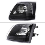 1997-2004 Ford F-150/Expedition Factory Style Crystal Headlights (Matte Black Housing/Clear Lens)