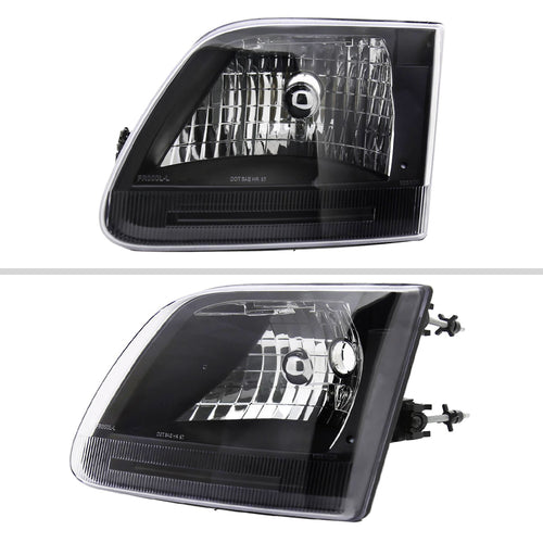 1997-2004 Ford F-150/Expedition Factory Style Crystal Headlights (Matte Black Housing/Clear Lens)