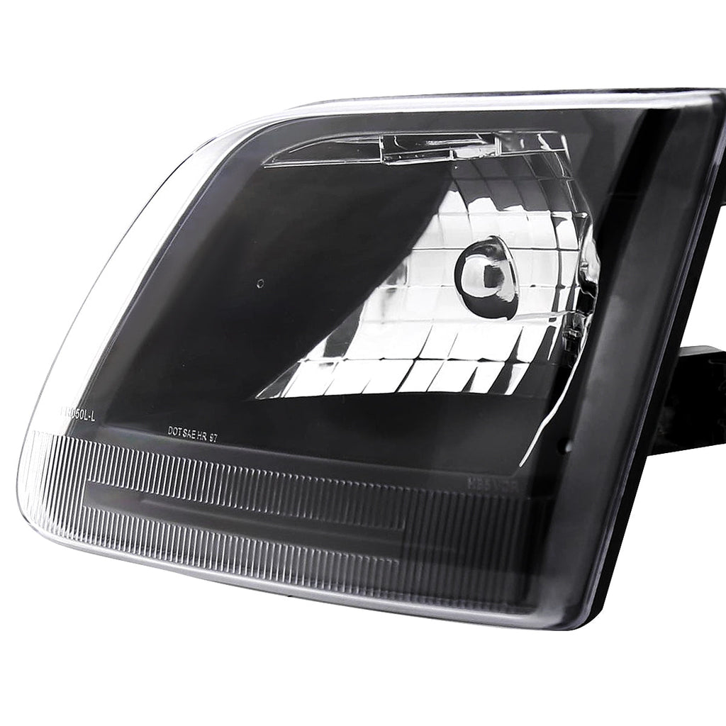 1997-2004 Ford F-150/Expedition Factory Style Crystal Headlights (Matte Black Housing/Clear Lens)