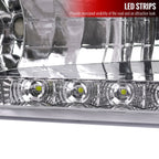 1999-2004 Ford F-250/F-350/F-450/F-550/Excursion Factory Style Headlights w/ SMD LED Light Strip (Chrome Housing/Clear Lens)