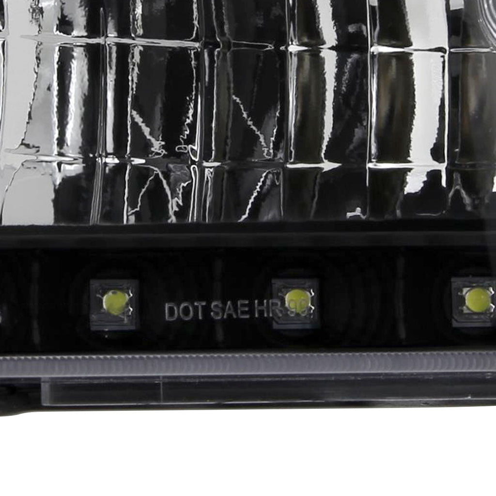 1999-2004 Ford F-250/F-350/F-450/F-550/Excursion Factory style Headlights w/ SMD LED Light Strip (Matte Black Housing/Clear Lens)