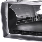 1999-2004 Ford F-250/F-350/F-450/F-550/Excursion Factory style Headlights w/ SMD LED Light Strip (Matte Black Housing/Clear Lens)
