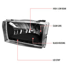 1999-2004 Ford F-250/F-350/F-450/F-550/Excursion Factory style Headlights w/ SMD LED Light Strip (Matte Black Housing/Clear Lens)