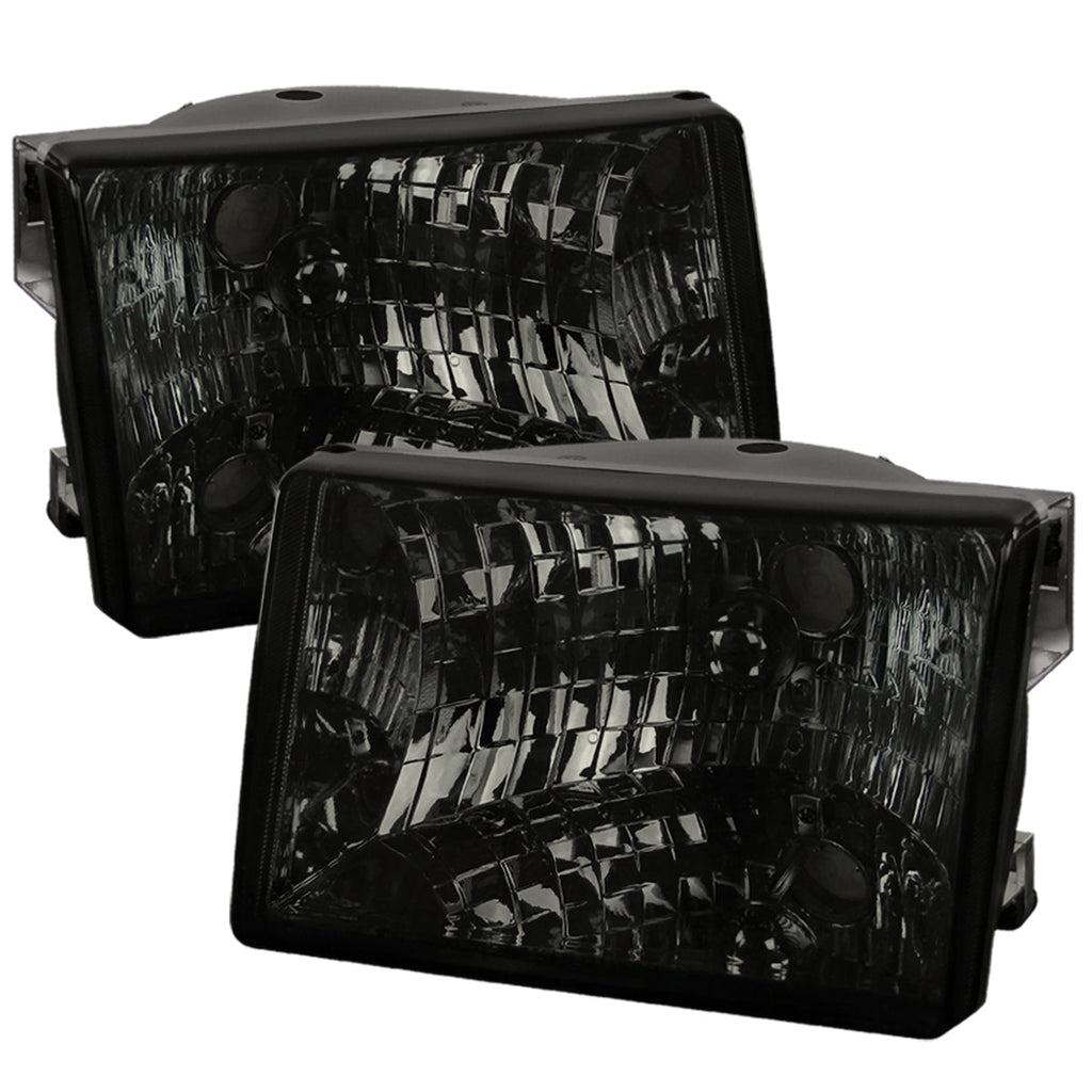 1993-1998 Jeep Grand Cherokee Factory Style Headlights (Chrome Housing/Smoked Lens)
