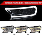 2019-2023 Ford Ranger XL XLT Factory Style Replacement Headlights with LED Bar Turn Signal (Chrome Housing / Clear Lens)