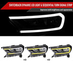 2019-2023 Ford Ranger XL XLT Factory Style Replacement Headlights with LED Bar Turn Signal (Matte Black Housing/Clear Lens)