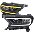 2019-2023 Ford Ranger XL XLT Factory Style Replacement Headlights with LED Bar Turn Signal (Matte Black Housing/Clear Lens)