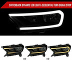 2019-2023 Ford Ranger XL XLT Factory Style Replacement Headlights with LED Bar Turn Signal (Glossy Black Housing / Smoked Lens)
