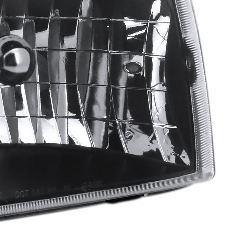 1998-2000 Ford Ranger Factory Style Crystal Headlights (Matte Black Housing/Clear Lens)