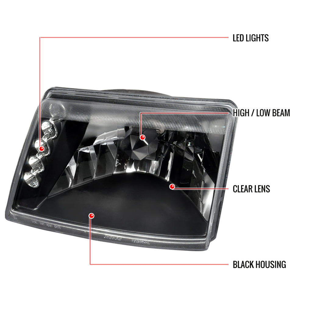 1998-2000 Ford Ranger Factory Style Headlights (Matte Black Housing/Clear Lens)