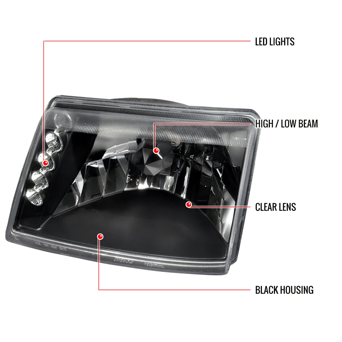 1998-2000 Ford Ranger Factory Style Headlights (Matte Black Housing/Clear Lens)