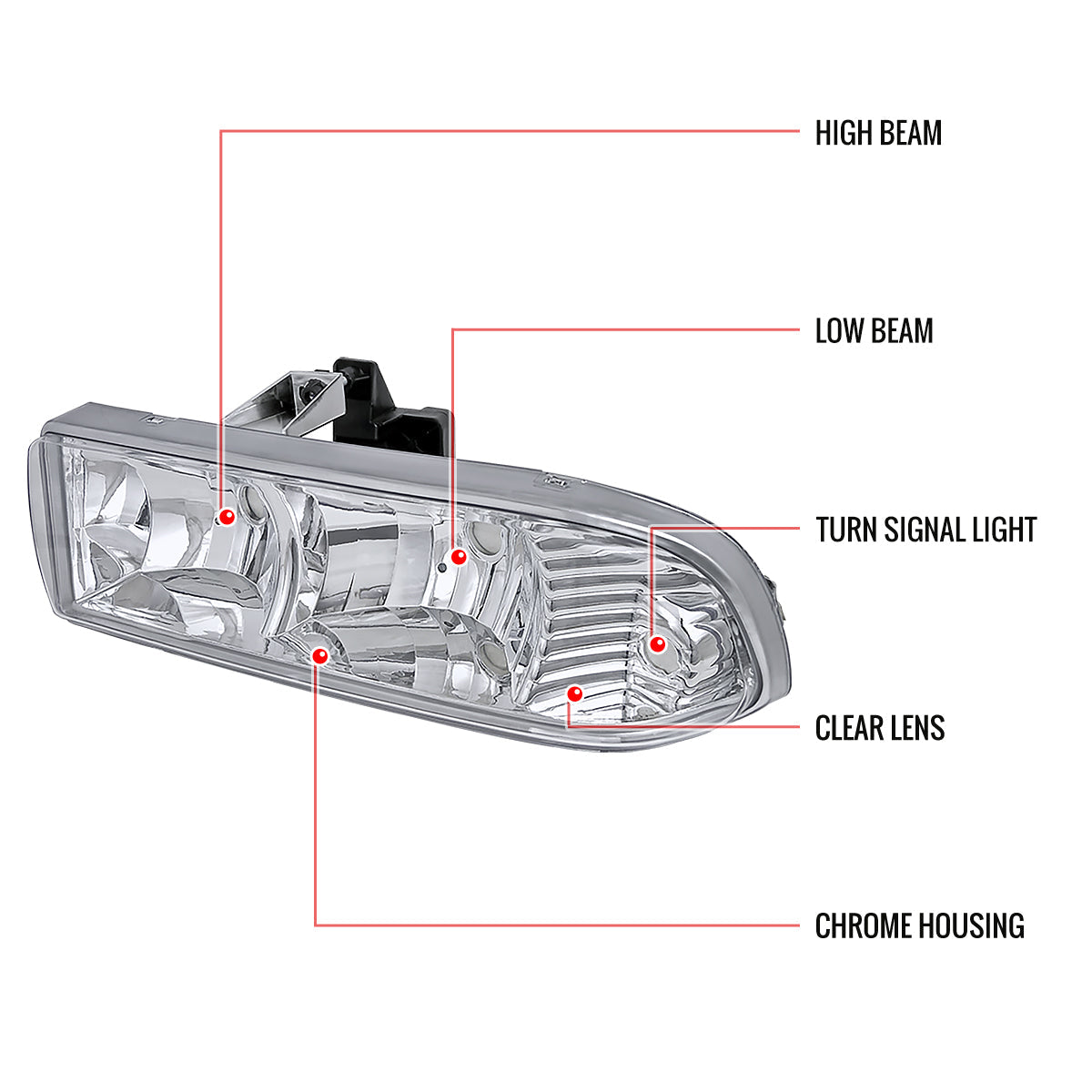 1998-2004 Chevrolet S10/Blazer Factory Style Headlights (Chrome Housing/Clear Lens)