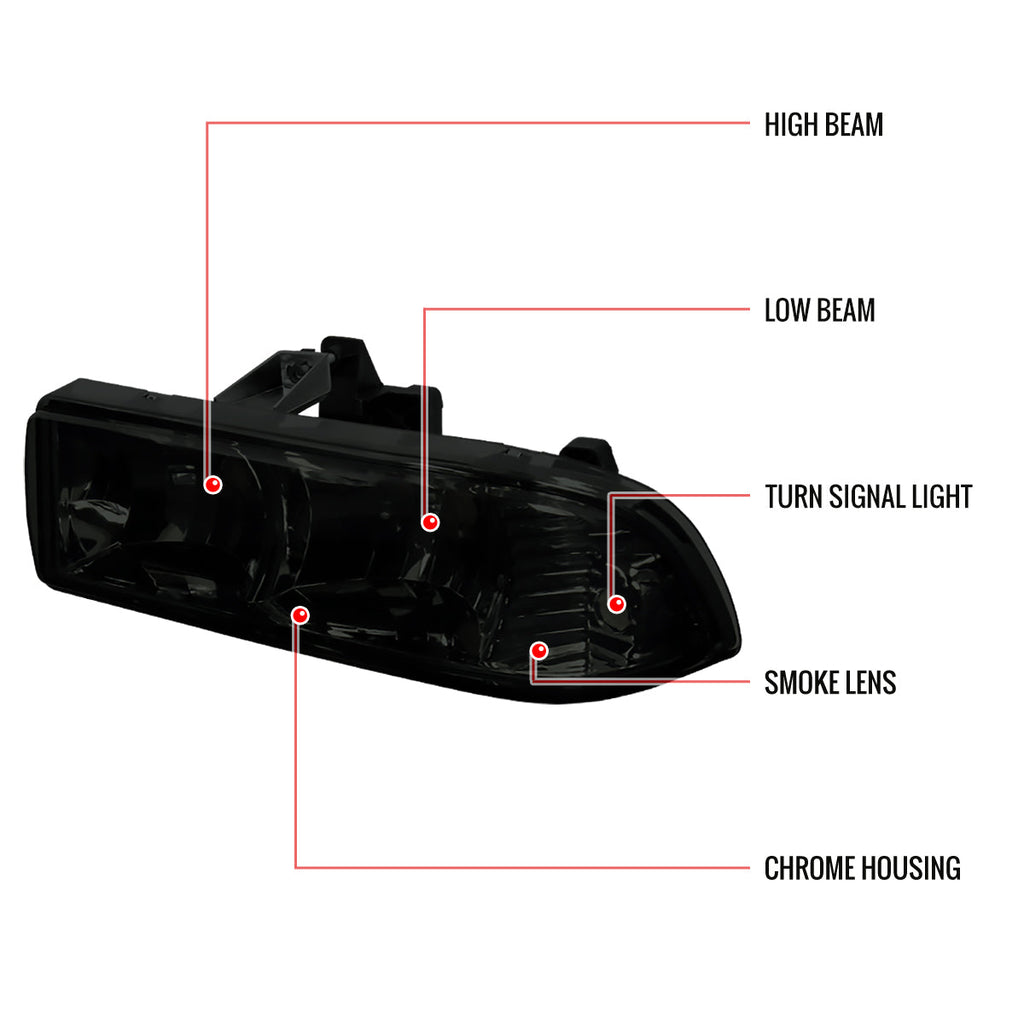 1998-2004 Chevrolet S10/Blazer Factory Style Headlights (Chrome Housing/Smoked Lens)