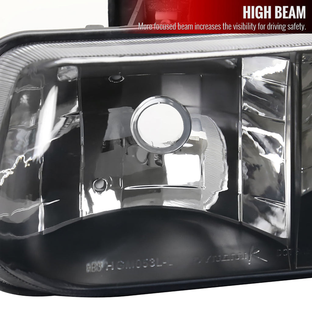 1999-2006 Chevrolet Silverado/Tahoe/Suburban Factory Style Headlights (Matte Black Housing/Clear Lens)