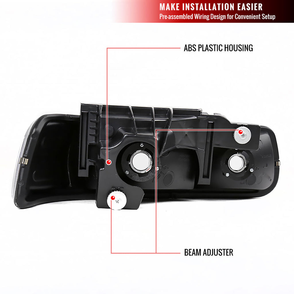 1999-2006 Chevrolet Silverado/Tahoe/Suburban Factory Style Headlights (Matte Black Housing/Clear Lens)