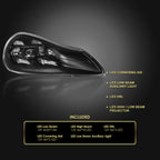 2008-2010 Porsche Cayenne 957 LED Projector w/ DRL Headlights (Matte Black Housing / Glossy Black Accents / Clear Lens)