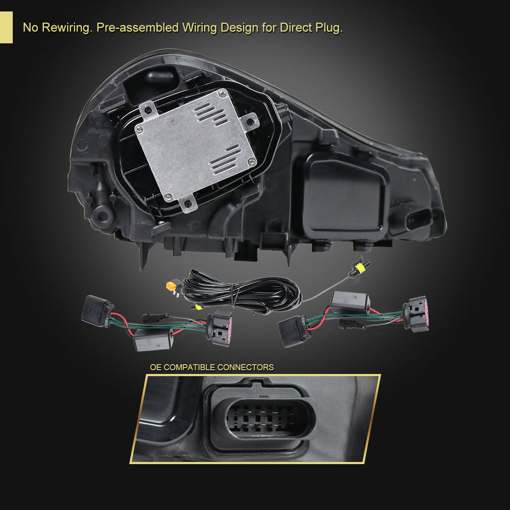 2008-2010 Porsche Cayenne 957 LED Projector w/ DRL Headlights (Matte Black Housing / Glossy Black Accents / Clear Lens)