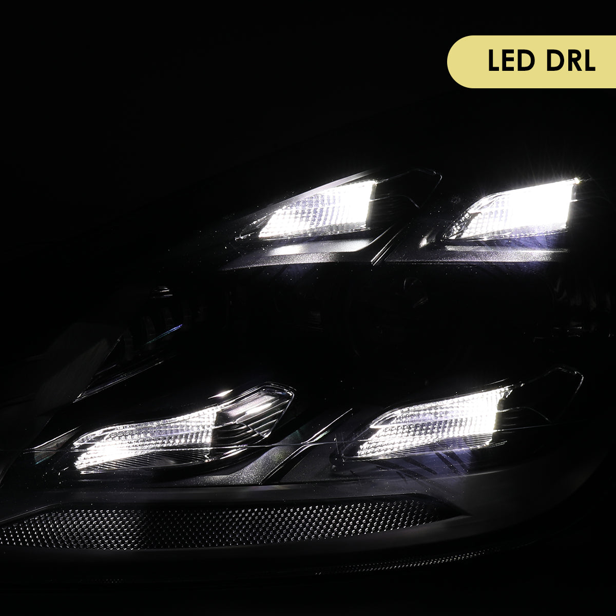 2008-2010 Porsche Cayenne 957 LED Projector w/ DRL Headlights (Matte Black Housing / Glossy Black Accents / Clear Lens)