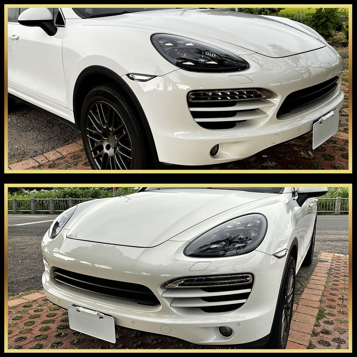 2011-2014 Porsche Cayenne 958.1 Matrix Style LED Porjector w/ LED DRL Headlights (Matte Black Housing / Glossy Black Accents / Clear Lens)