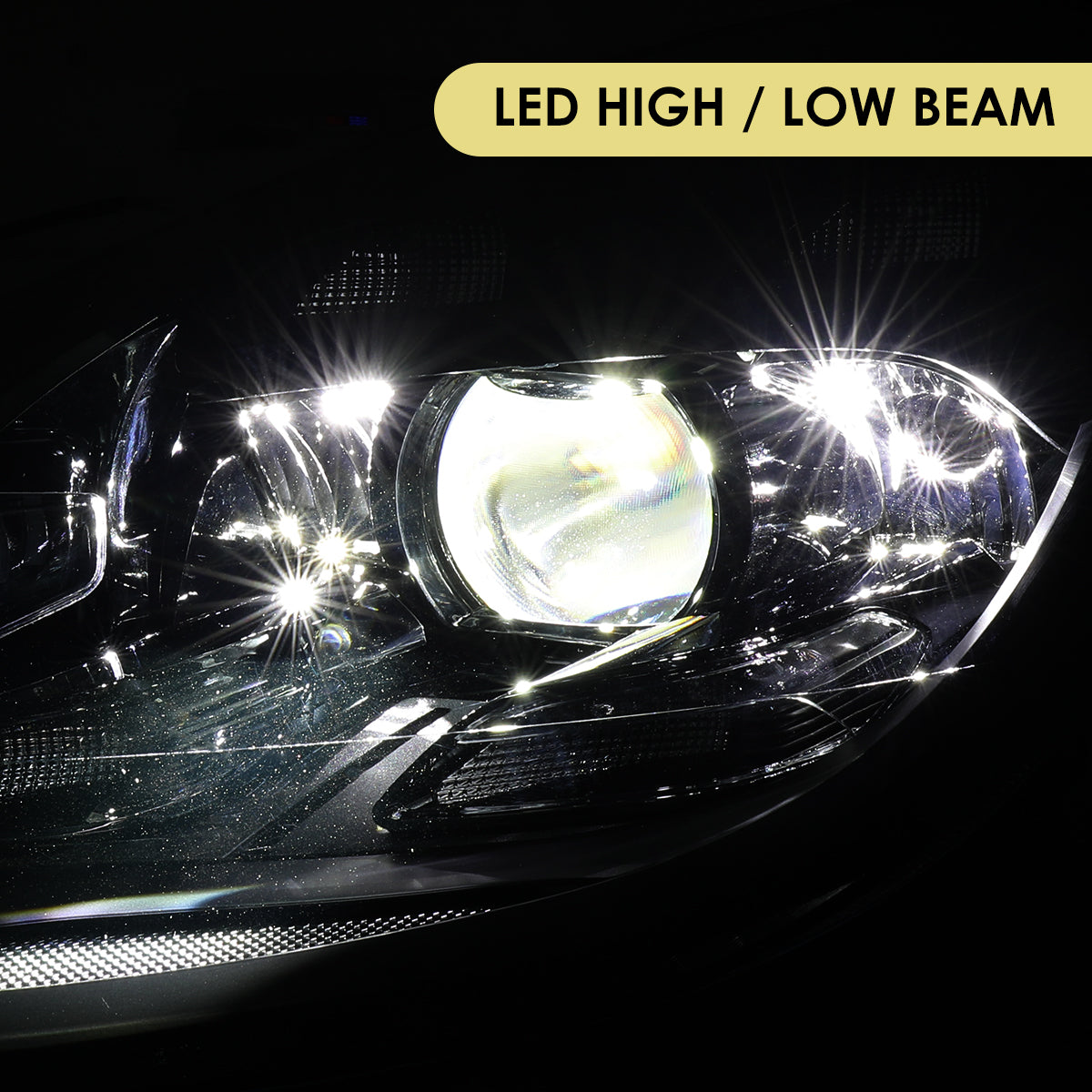 2011-2014 Porsche Cayenne 958.1 Matrix Style LED Porjector w/ LED DRL Headlights (Matte Black Housing / Glossy Black Accents / Clear Lens)