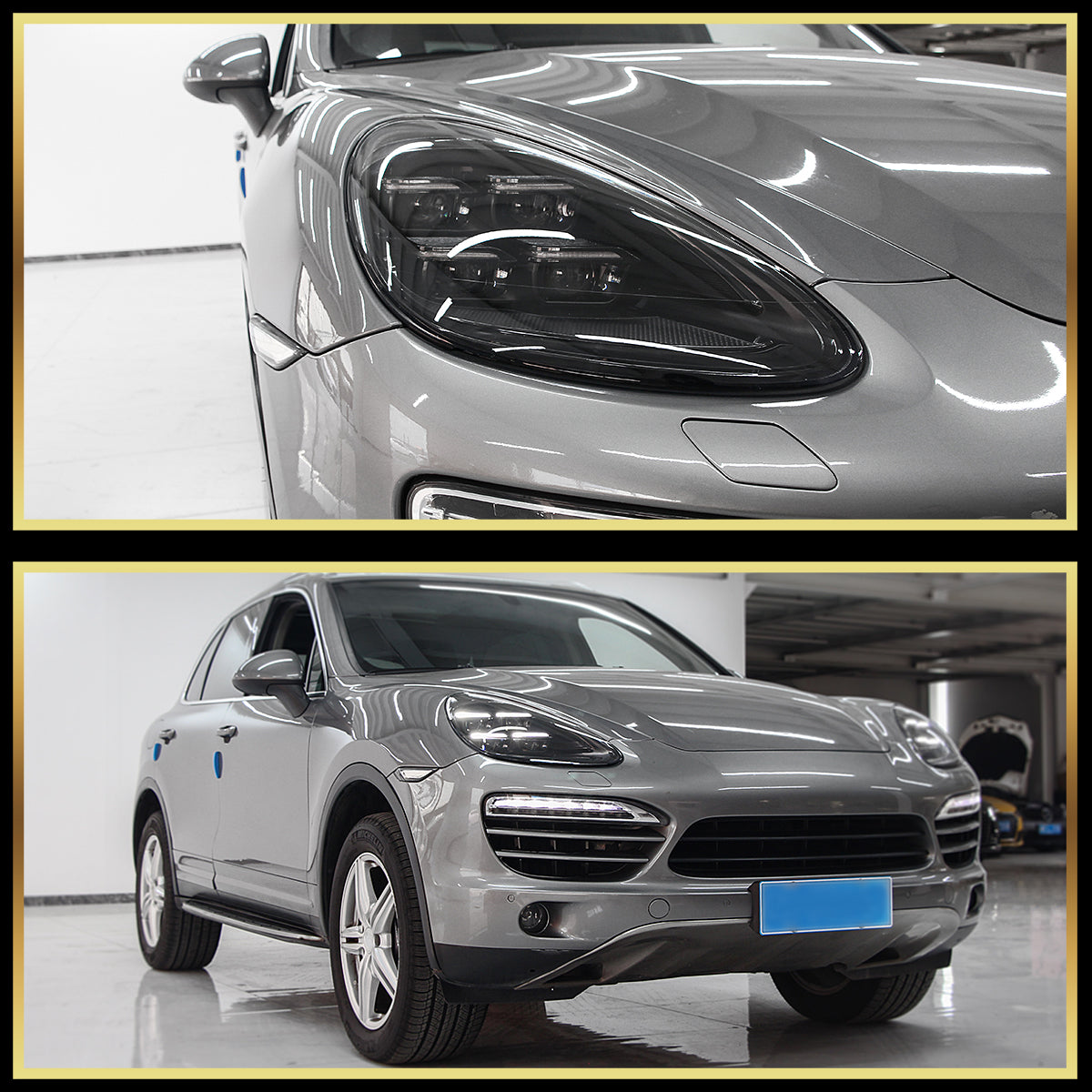 2011-2014 Porsche Cayenne 958.1 LED Projector w/ DRL Headlights (Matte Black Housing / Glossy Black Accents / Clear Lens)