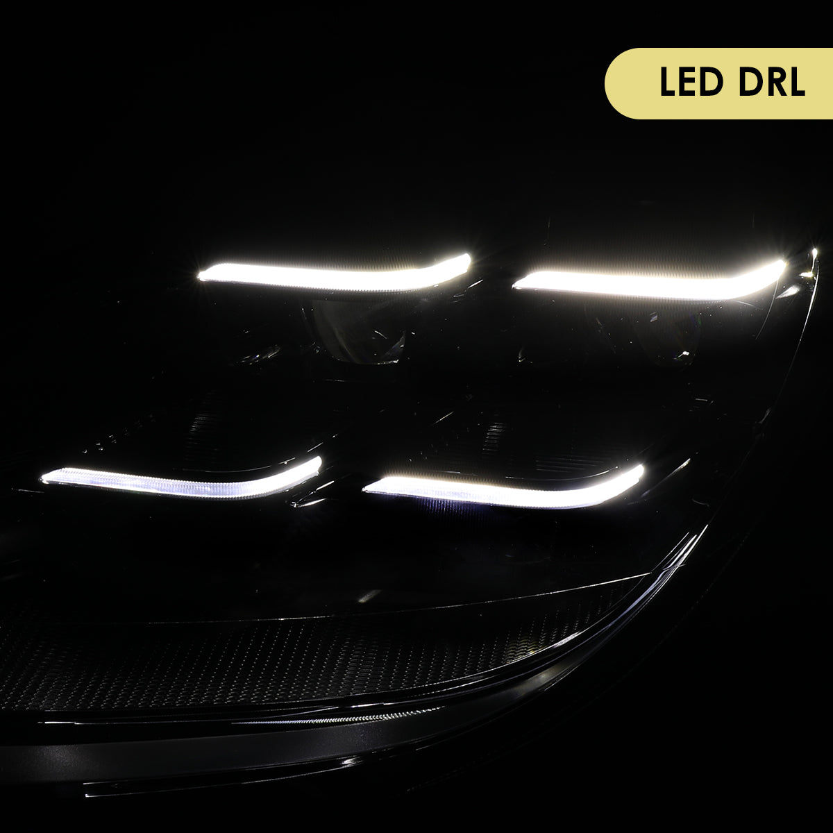 2011-2014 Porsche Cayenne 958.1 LED Projector w/ DRL Headlights (Matte Black Housing / Glossy Black Accents / Clear Lens)