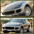 2015-2017 Porsche Cayenne 958.2 LED Projector Headlights w/ DRL for Dynamic Function  (Matte Black Housing / Glossy Black Accents / Clear Lens)