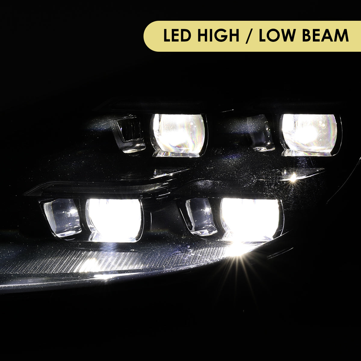2015-2017 Porsche Cayenne 958.2 Matrix Style LED Projector Headlights w/ DRL for non-Dynamic Function  (Matte Black Housing / Glossy Black Accents / Clear Lens)