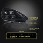 2015-2017 Porsche Cayenne 958.2 Matrix Style LED Projector Headlights w/ DRL for Dynamic Function  (Matte Black Housing / Glossy Black Accents / Clear Lens)