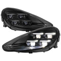 2015-2017 Porsche Cayenne 958.2 Matrix Style LED Projector Headlights w/ DRL for Dynamic Function  (Matte Black Housing / Glossy Black Accents / Clear Lens)