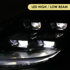 2018-2023 Porsche Cayenne Matrix Style LED Projector Headlights w/ DRL and for Dynamic Function  (Matte Black Housing / Glossy Black Accents / Clear Lens)