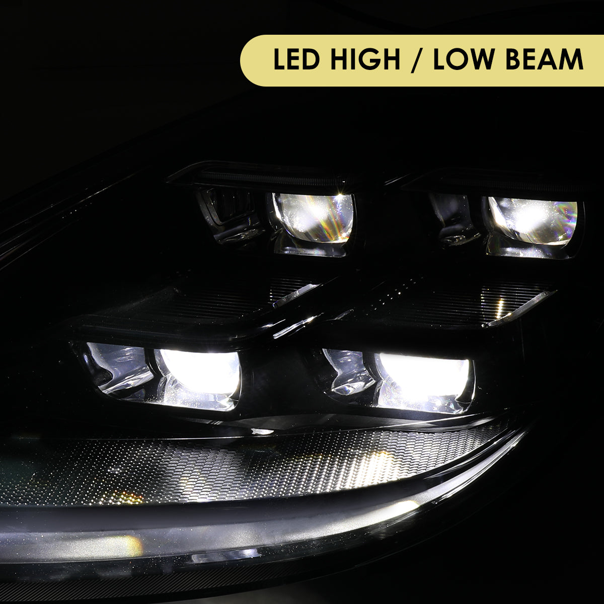 2018-2023 Porsche Cayenne Matrix Style LED Projector Headlights w/ DRL and for Dynamic Function  (Matte Black Housing / Glossy Black Accents / Clear Lens)