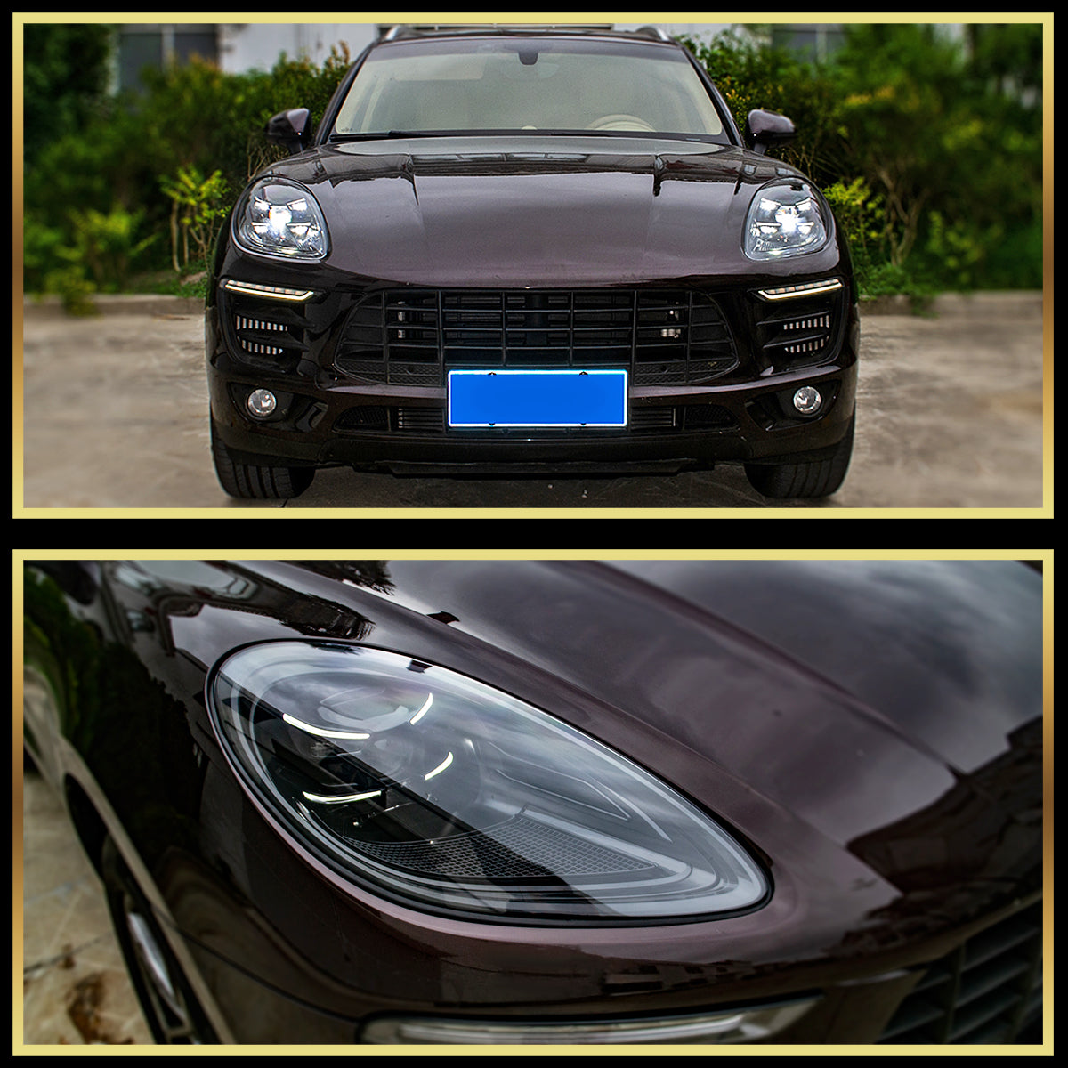 2015-2018 Porsche Macan 95B.1 Matrix Style LED Projector Headlights w/ DRL for Dynamic Function  (Matte Black Housing / Glossy Black Accents / Clear Lens)