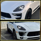 2015-2018 Porsche Macan 95B.1 Matrix Style LED Projector Headlights w/ DRL for non-Dynamic Function  (Matte Black Housing / Glossy Black Accents / Clear Lens)
