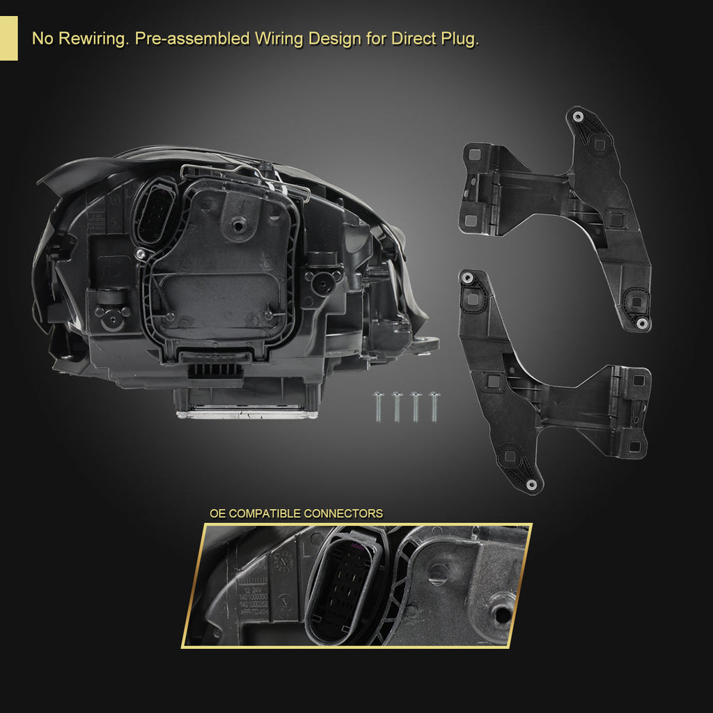 2015-2018 Porsche Macan 95B.1 Matrix Style LED Projector Headlights w/ DRL for non-Dynamic Function  (Matte Black Housing / Glossy Black Accents / Clear Lens)