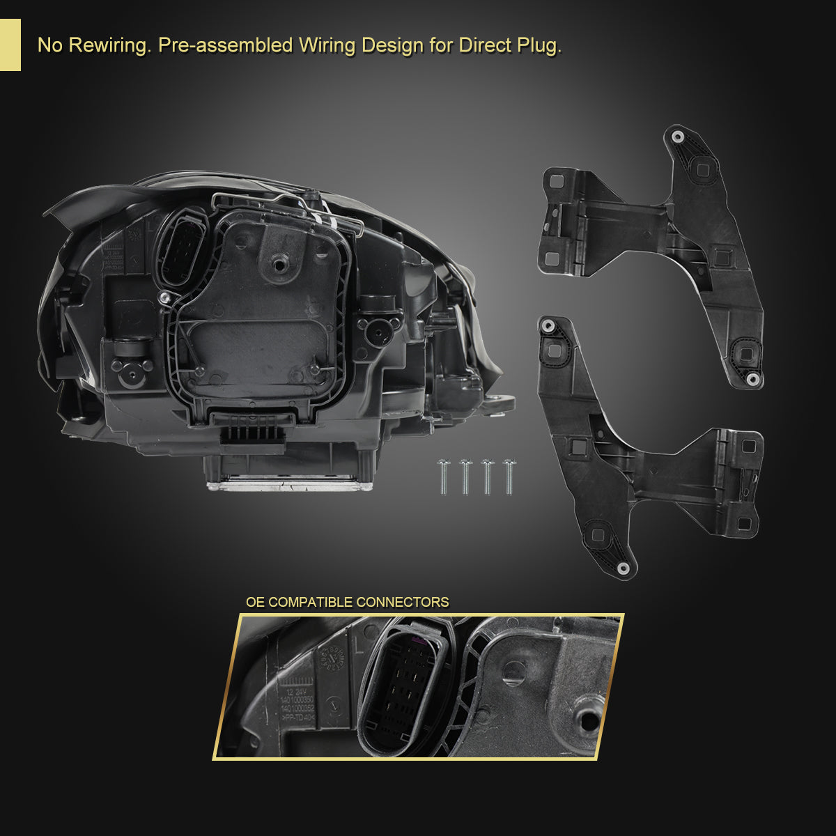2015-2018 Porsche Macan 95B.1 Matrix Style LED Projector Headlights w/ DRL for non-Dynamic Function  (Matte Black Housing / Glossy Black Accents / Clear Lens)