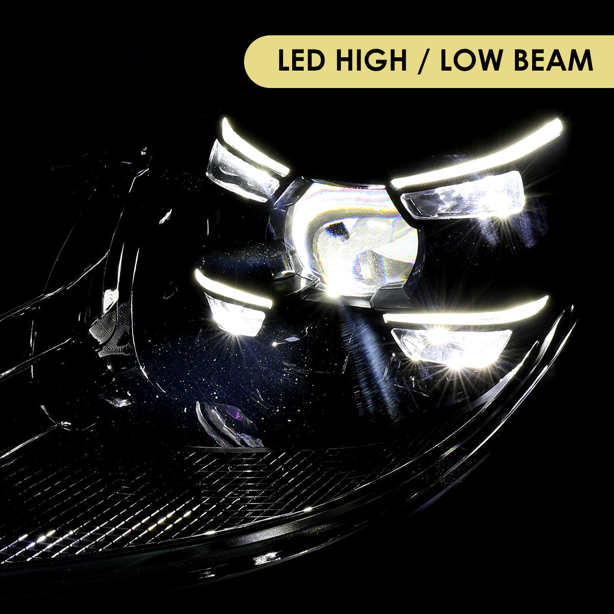 2015-2018 Porsche Macan 95B.1 Matrix Style LED Projector Headlights w/ DRL for non-Dynamic Function  (Matte Black Housing / Glossy Black Accents / Clear Lens)