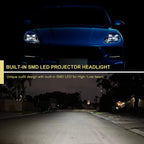 2019-2024 Porsche Macan 95B.2 Matrix Style LED Projector Headlights w/ DRL for non-Dynamic Function  (Matte Black Housing / Glossy Black Accents / Clear Lens)
