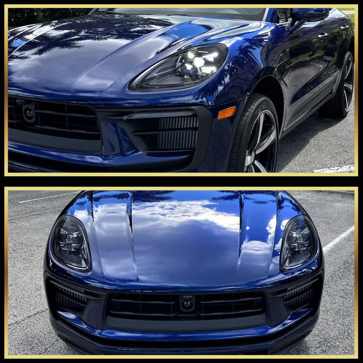 2019-2024 Porsche Macan 95B.2 Matrix Style LED Projector Headlights w/ DRL for non-Dynamic Function  (Matte Black Housing / Glossy Black Accents / Clear Lens)