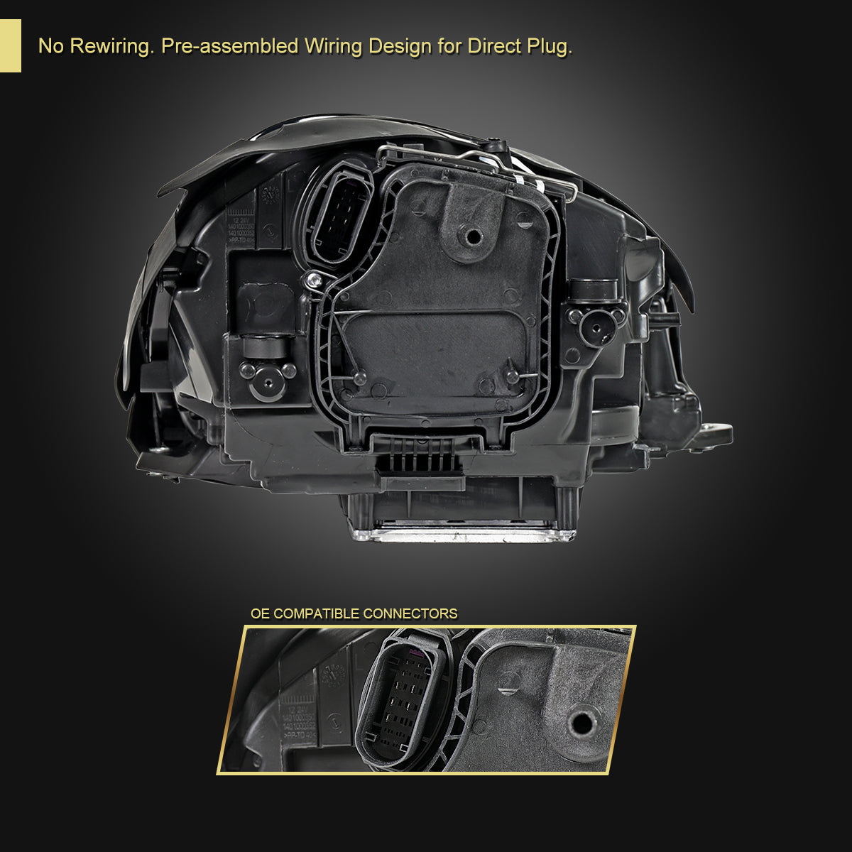 2019-2024 Porsche Macan 95B.2 Matrix Style LED Projector Headlights w/ DRL for non-Dynamic Function  (Matte Black Housing / Glossy Black Accents / Clear Lens)