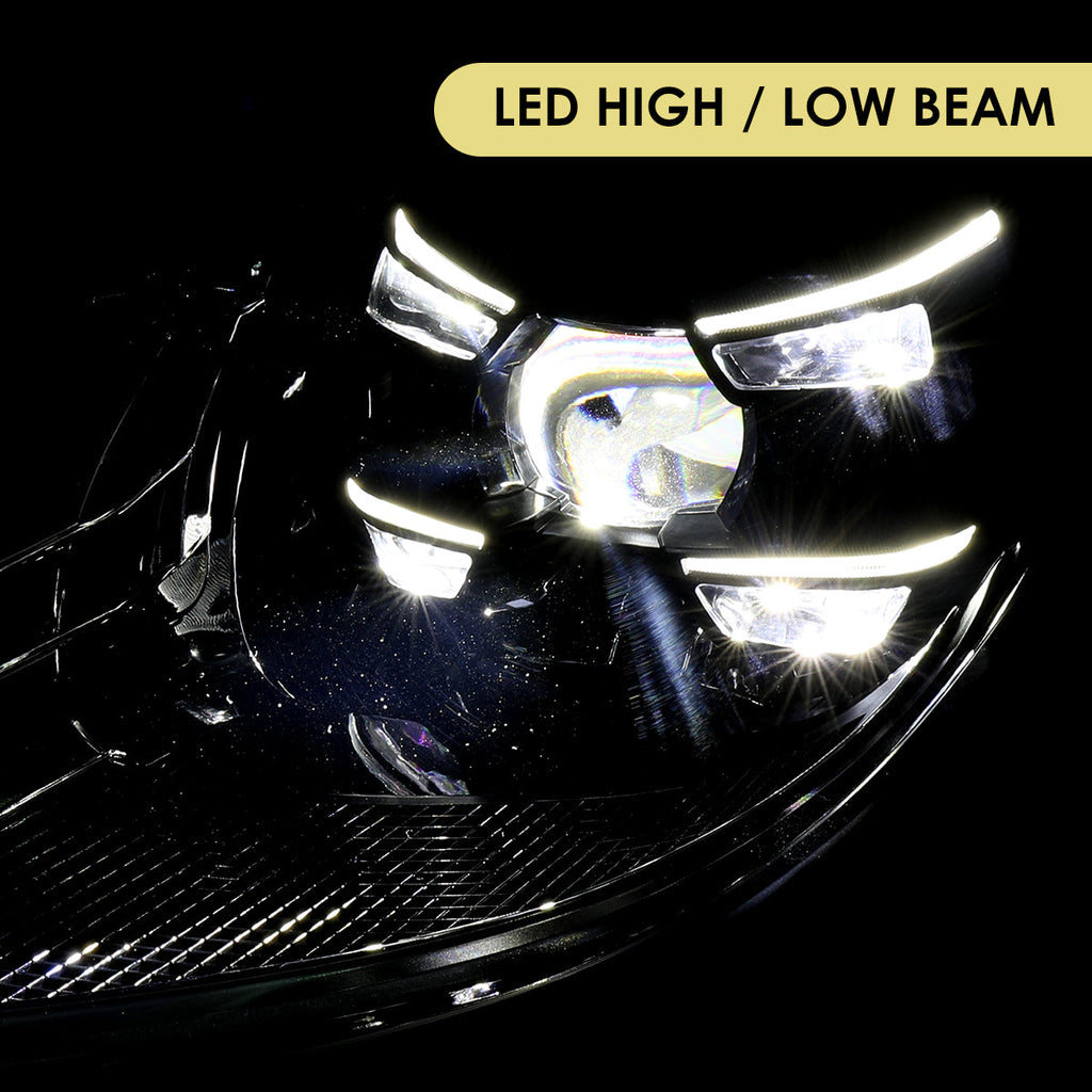 2019-2024 Porsche Macan 95B.2 Matrix Style LED Projector Headlights w/ DRL for non-Dynamic Function  (Matte Black Housing / Glossy Black Accents / Clear Lens)