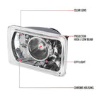 Universal 4"x6" H4 Projector Headlights (Chrome Housing/Glass Lens)