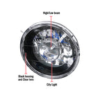Universal 7" Round H4 Projector Headlights (Matte Black Housing/Clear Lens)