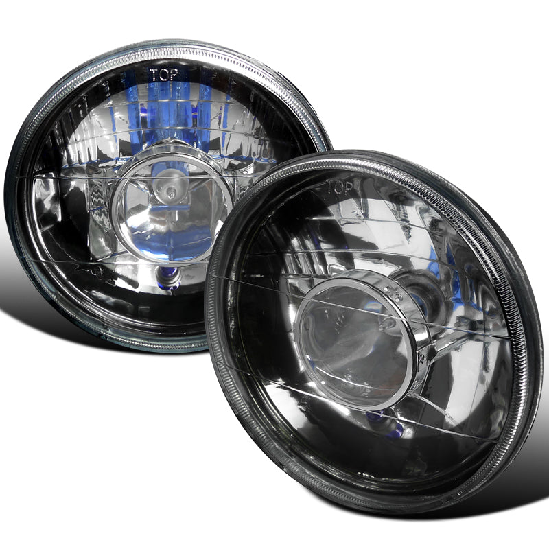Universal 7" Round H4 Projector Headlights (Matte Black Housing/Clear Lens)
