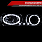 1988-1999 Chevrolet  C/K C10/Blazer/Tahoe/Yukon/Sierra/Silverado Dual Halo Projector Headlights (Chrome Housing/Clear Lens)