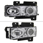 1988-1999 Chevrolet  C/K C10/Blazer/Tahoe/Yukon/Sierra/Silverado Dual Halo Projector Headlights (Chrome Housing/Clear Lens)