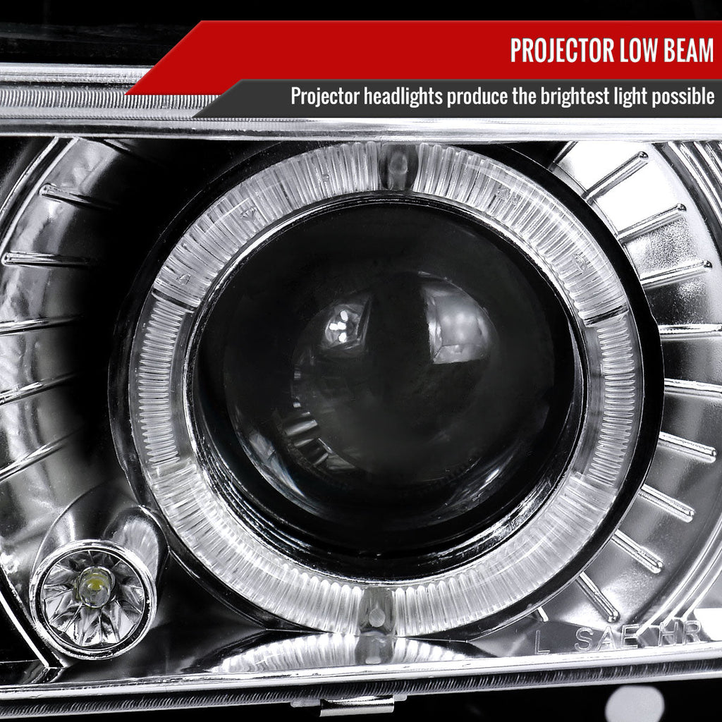 1988-1999 Chevrolet  C/K C10/Blazer/Tahoe/Yukon/Sierra/Silverado Dual Halo Projector Headlights (Chrome Housing/Clear Lens)