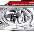 1988-1999 Chevrolet  C/K C10/Blazer/Tahoe/Yukon/Sierra/Silverado Dual Halo Projector Headlights (Chrome Housing/Clear Lens)