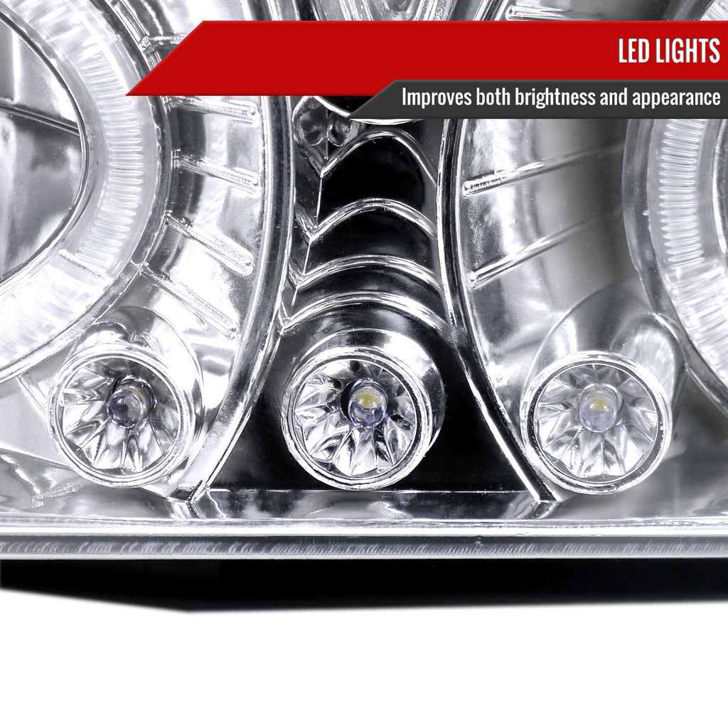 1988-1999 Chevrolet  C/K C10/Blazer/Tahoe/Yukon/Sierra/Silverado Dual Halo Projector Headlights (Chrome Housing/Clear Lens)