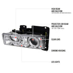 1988-1999 Chevrolet  C/K C10/Blazer/Tahoe/Yukon/Sierra/Silverado Dual Halo Projector Headlights (Chrome Housing/Clear Lens)